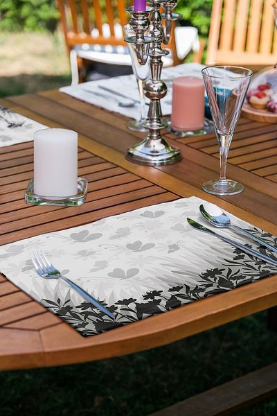 Realhomes Σετ 6 τεμαχίων Μαύρο Γκρι Floral Σχέδιο American Service