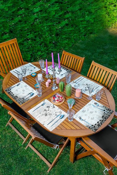 Realhomes Σετ 6 τεμαχίων Μαύρο Γκρι Floral Σχέδιο American Service