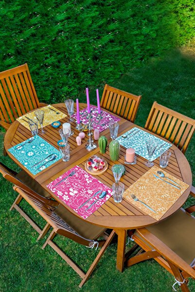 Realhomes مجموعة تقديم أمريكية مكونة من 6 زهور ملونة مصممة خصيصًا