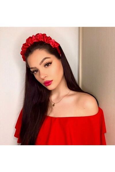 Shopiolog Набрана корона от червен сатен