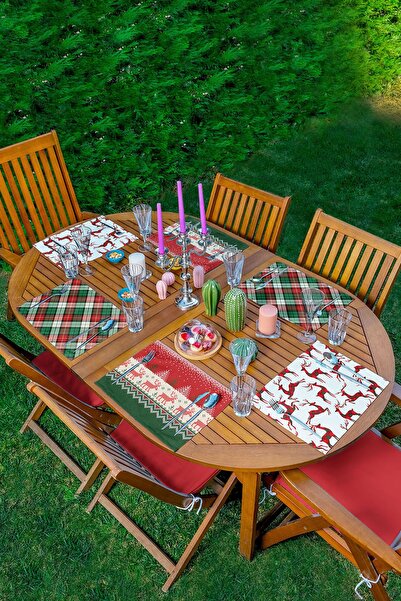 Realhomes 6-Piece Plaid Themed Christmas Themed Special Design American Servi...