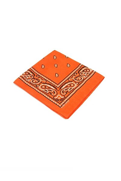 Shopiolog Unisex βαμβακερό πορτοκαλί μπαντάνα με έθνικ σχέδιο