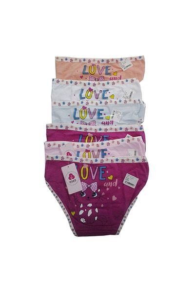 Koza Chiloți slip cu model roz pentru fete, pachet de 6.