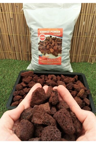 Asenya Pomza Taşı 20 lt 1-2 cm Dekoratif Pomza Taşı Kırmızı Pomza Tarım Pomza...