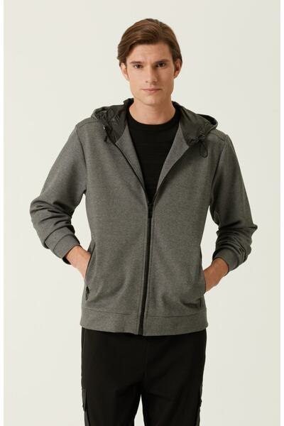 Network Слим фит сива суитшърт с качулка