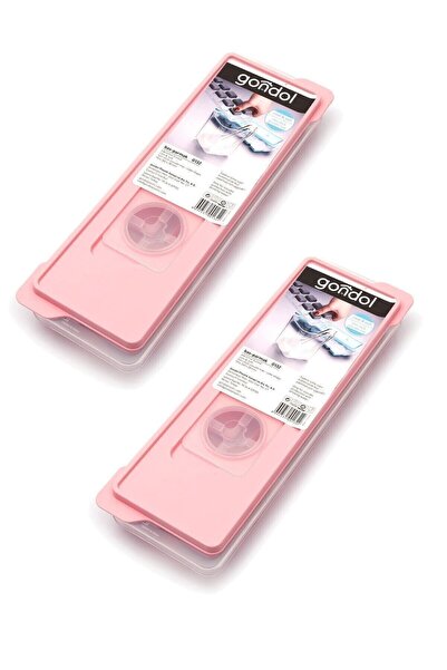 Gondol Silikon Kare Bas Çıkar Yapışmaz Buzluk Buz Kalıbı Pembe Renk 2 Adet