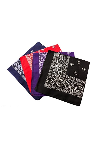 Shopiolog Unisex 100% βαμβακερό έθνικ μοτίβο μπαντάνα σετ 4 τεμαχίων