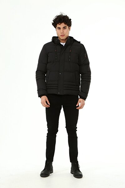 Pointback 5624 Siyah Su Iticili Içi Polar Şişme Mont