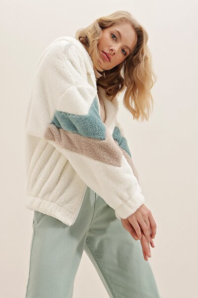 Trend Alaçatı Stili Sweatshirt - Ecru - Oversize