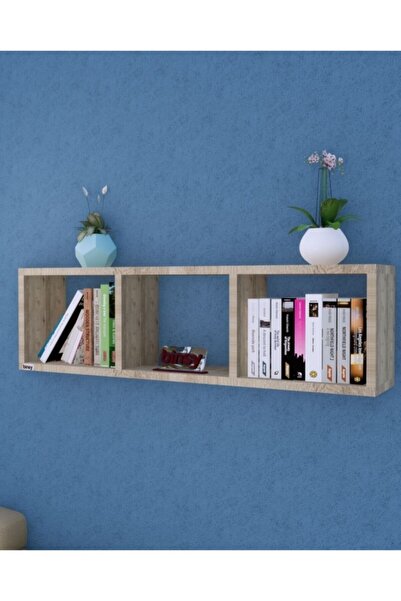 Bi Demonte Sema Yatay Raf ,dekoratif Raf,aksesuar Raf Kitaplık Lefkas Meşe