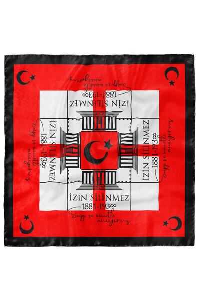 Modabutik Bandană roșie tematică Ataturk 55x55 Producție specială Dg7534-22