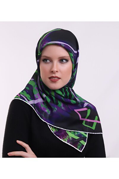 Kadın Siyah Uzay Desen Eşarp