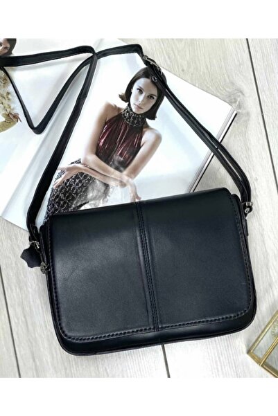 O'she Piele naturală, Dimensiune medie, bretea crossbody , Geantă de damă Neagră 24*17*7 cm