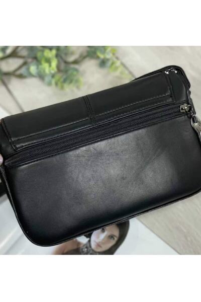 O'she Genuine Leather, Medium Size, Crossbody Strap, Women's Bag Black 24*17*7 cm