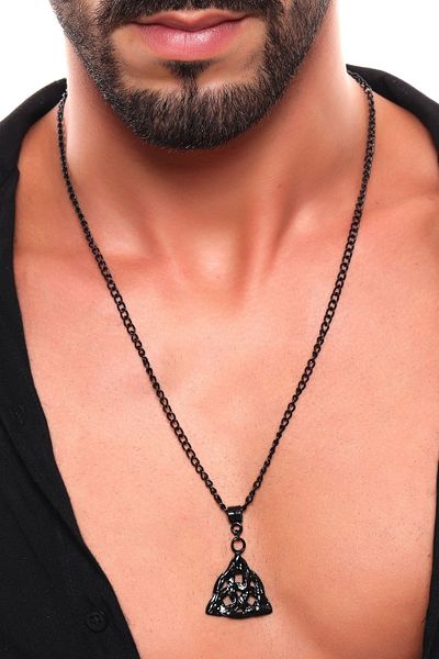 LABALABA Men's Black Oxide Plated Triquetra Symbol Pendant Necklace
