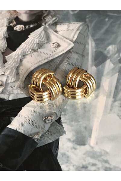 HALHALMILL Vintage Model Burgu Altın Kaplama Küpe