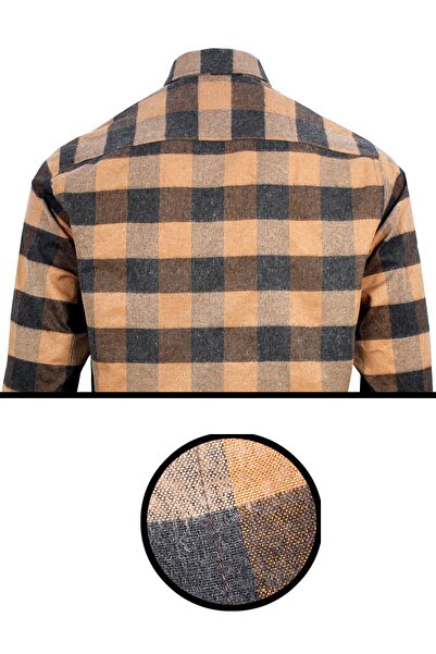 Varetta Чоловіча коричнева картата класична сорочка з коміром на ґудзиках для зими