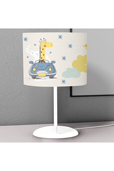 instababyrooms Mavi Araba Süren Zürafa Desenli Çocuk Odası Dijital Baskılı Ço...
