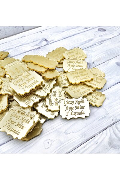 Tahtakurusu Tasarım Süslemesiz Lazer Kesim Pleksi Etiket Isimlik (50 Adet)