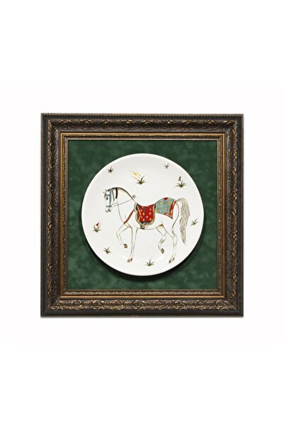 OTANTİK ÇİNİ Minyatür At Dekorlu Paspartu Tablo Hermes Modeli 57x57 cm