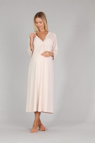Bone Club 5302 Beige Maternity Nursery Nightgown