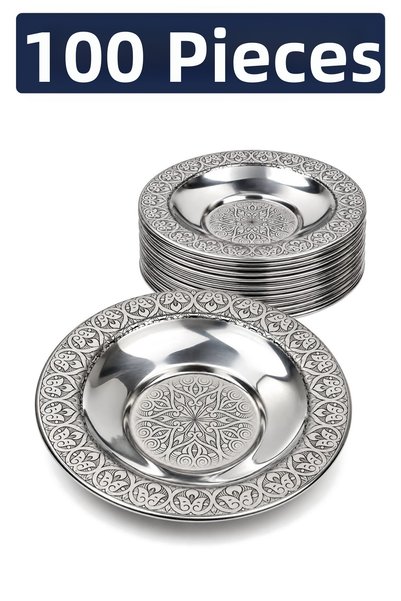Binbir Trend 10 cm Authentic Patterned Stainless Steel Tea Plate, Unbreakable...