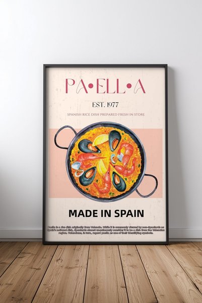 KEYFHOME Paella Black Framed MDF Painting Poster Σαλόνι Διακόσμηση Τοίχου Δώρο