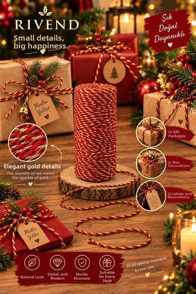RIVEND Packing Rope 2 Colors Red-Gold 50 Meters 2mm Packaging Rope