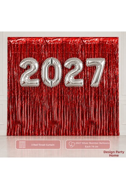 Dizayn Parti Evi مجموعة زينة عيد الميلاد/التخرج لعام 2027 بالون ذهبي مقاس 74 ...