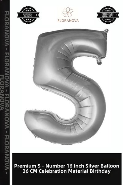 Generic Brand Premium 5- Number 16 Pearl Silver Color Balloon 36 cm Organizat...