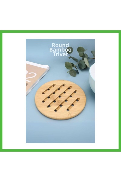 Generic Brand Măsuță rotundă din bambus, 16,5 cm diametru
