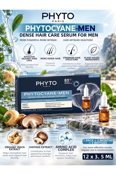 Phyto فيتوسيان للرجال 12 أمبولة 3.5 مل - مصل عناية خاص للرجال ضد تساقط الشعر