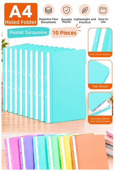 Artlantis Ring Binder Pastel Turquoise A4 10 Pieces Economical Quality Plasti...
