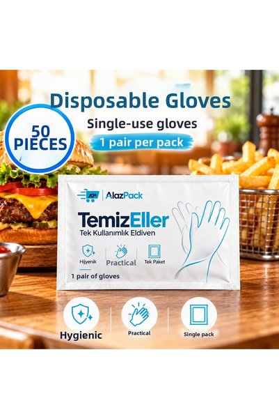 alazpack ambalaj قفازات همبرغر من AlazPack CleanHands، 50 قطعة، قفازات شفافة ...