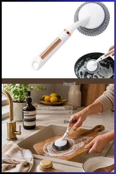 Fırsat7 Pot and Pan Cleaning Wire with Handle Metal Ball Scrubber and Dishwas...