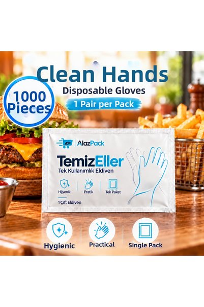 alazpack ambalaj قفازات AlazPack CleanHands المعبأة فرديًا للاستخدام مرة واحد...