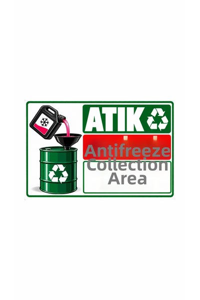 Gokco Waste Antifreeze Collection Area Auto Service Warning Sign 50X30Cm Size