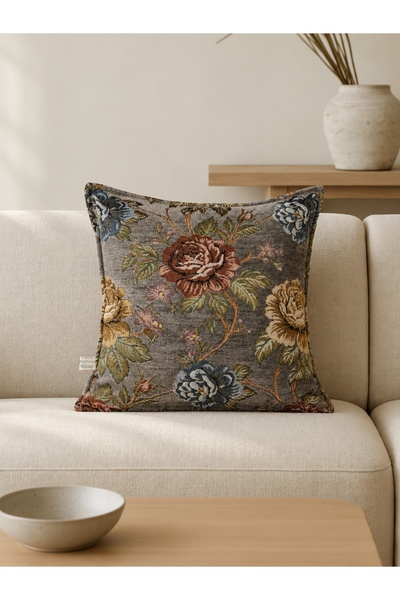 needle home textile .decoration غطاء وردي رمادي اللون (45×45)