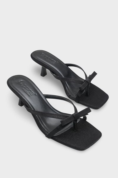 Capone Outfitters Rebekah Satin Mid-Heeled Blunt Toe Women's Shoes Slipper