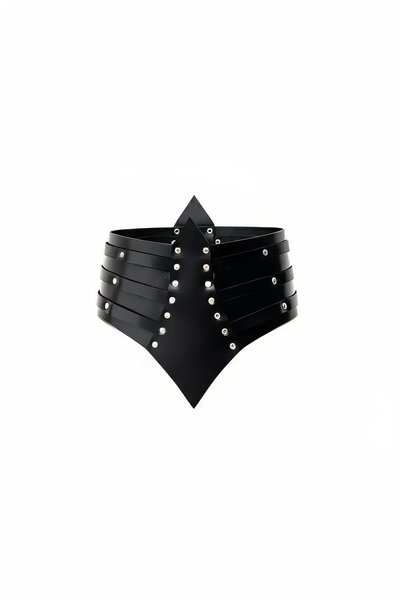 Angels Passion Wide Studded Detailed Leather Corset Waist Belt