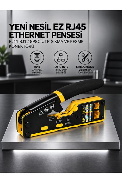 MVLH Yeni Nesil EZ RJ45 Cat5/6/7 Ethernet Pensesi - RJ11 RJ12 8P8C UTP Sıkma ve Kesme Konektörü