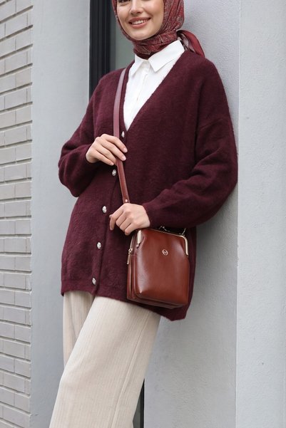 HİJABAYA Cardigan tricotat oversize cu mânecă lungă, cu nasturi în față, stil...