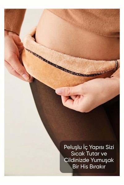 NurPeri İç Giyim Women's Winter Plush-Lined Flexible and Thermal Shaping Pantyhose Tights