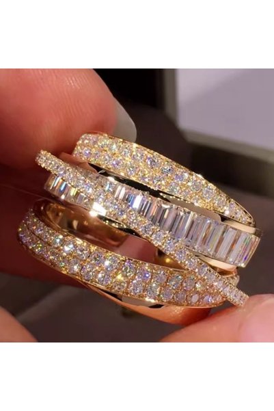 Choice ZB5012-1 resizable Gorgeous Gold Color Wide Opening Ring Female Luxury...