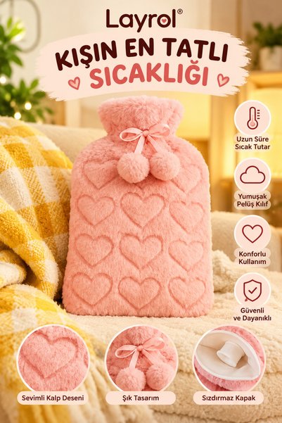 Layrol Peluş Kılıflı Çıkarılabilir Sıcak Su Torbası 2lt