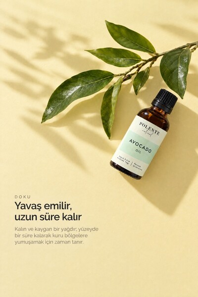 Polente Natural Avokado Yağı - %100 Saf, Soğuk Sıkım (50 ml)