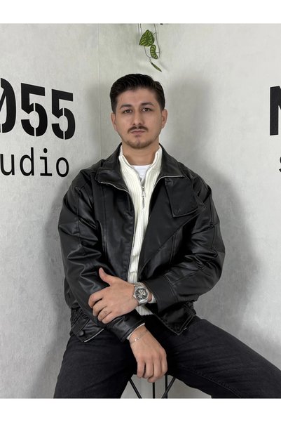 CKT0003- Dik Yakalı Bomber Ceket- Siyah