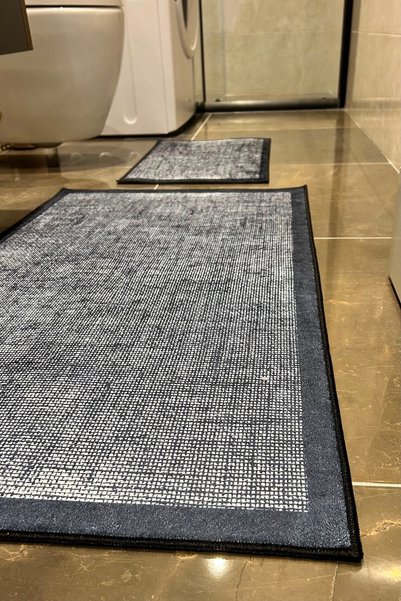ÇELEBİ HOME TEKSTİL Minimal Desenli Antrasit Makinede Yıkanabilir Kaymaz Taba...