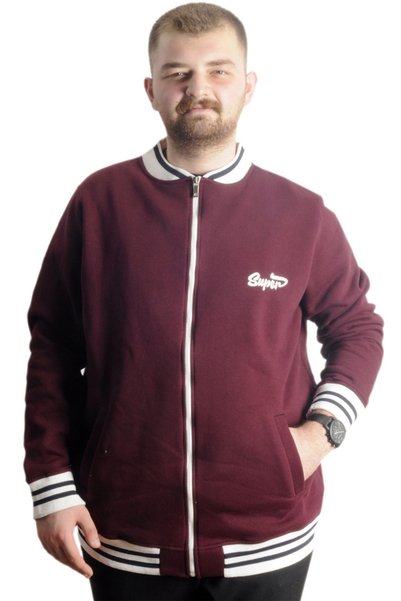 ModeXL Mode XL Büyük Beden Erkek Kolej Mont Süper 22614 Mürdüm