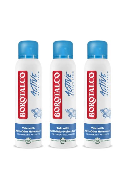 Borotalco 3x PACK Deodorant spray Active Sea Salts 150ml